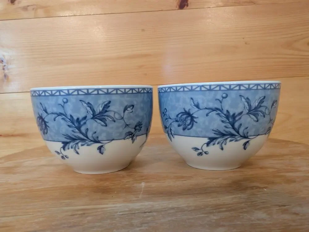 Wedgwood Home Mikado Bowls Set of 2 Blue White Fine Porcelain Portugal